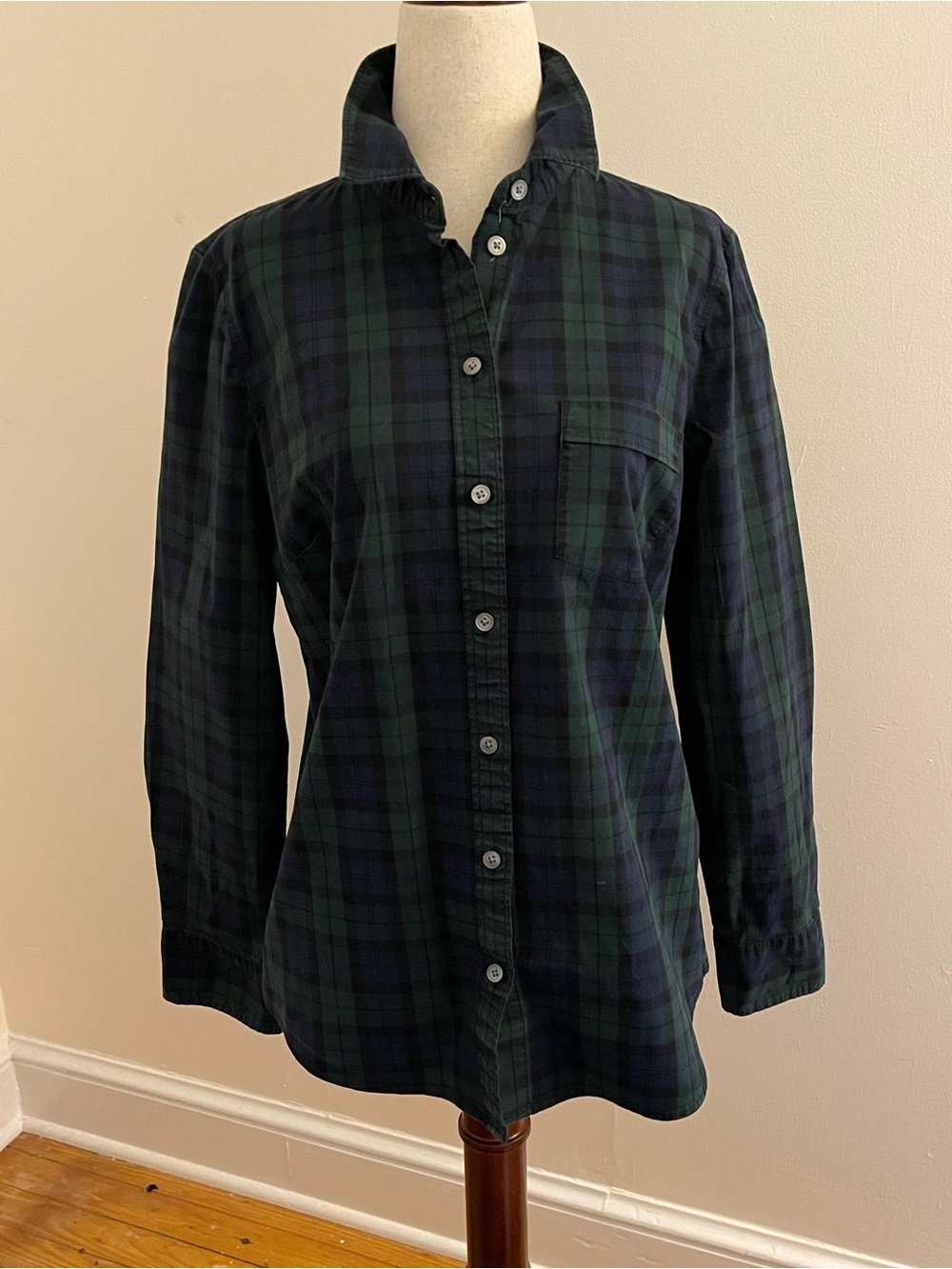J.Crew Black Watch Plaid Button Down Shirt Stretch Cotton Women’s M